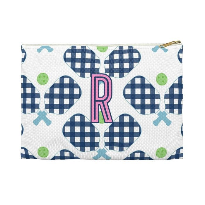 Pickleball Small Flat Single Initial Zip Pouch