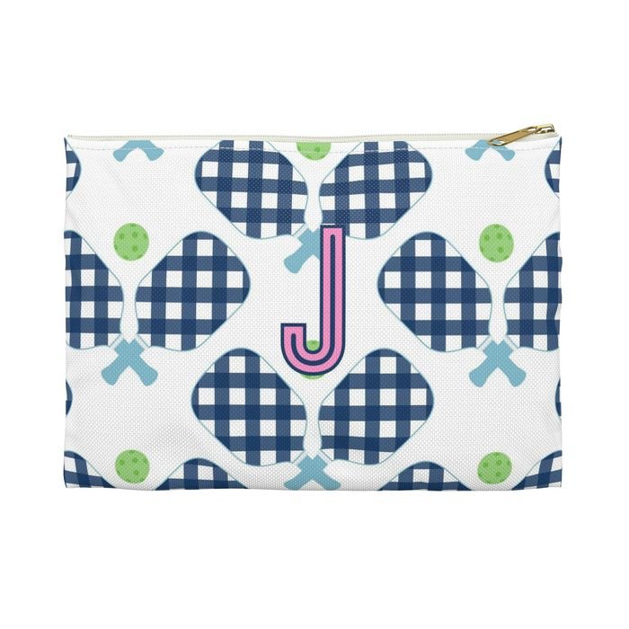 Pickleball Small Flat Single Initial Zip Pouch