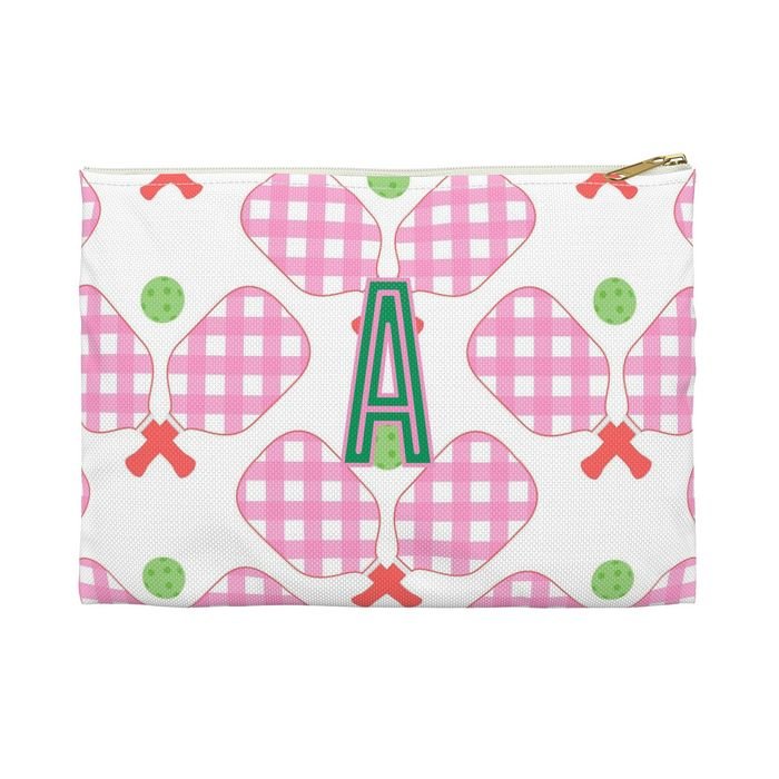 Pickleball Small Flat Single Initial Zip Pouch