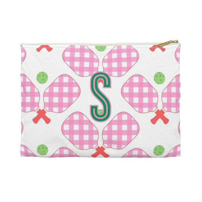 Pickleball Small Flat Single Initial Zip Pouch