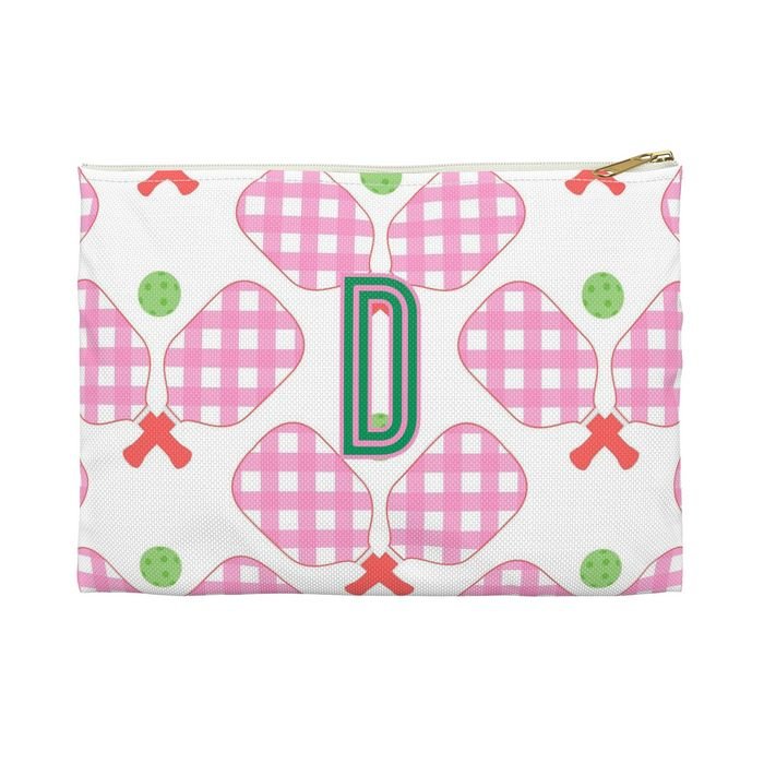 Pickleball Small Flat Single Initial Zip Pouch