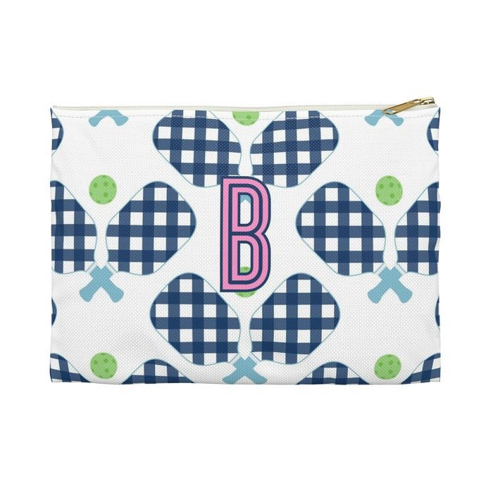 Pickleball Small Flat Single Initial Zip Pouch