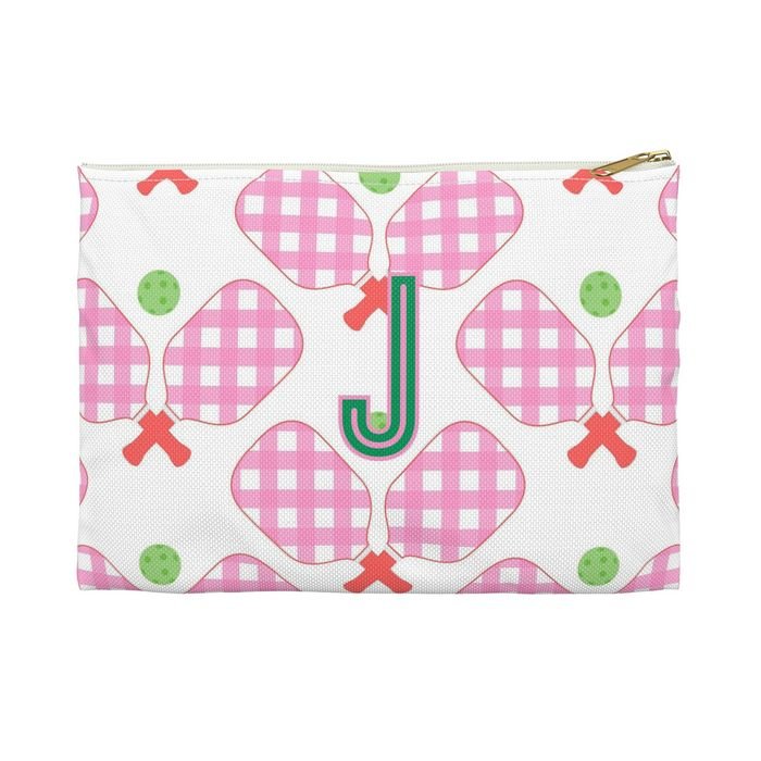 Pickleball Small Flat Single Initial Zip Pouch