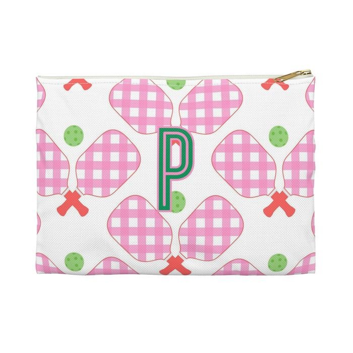 Pickleball Small Flat Single Initial Zip Pouch