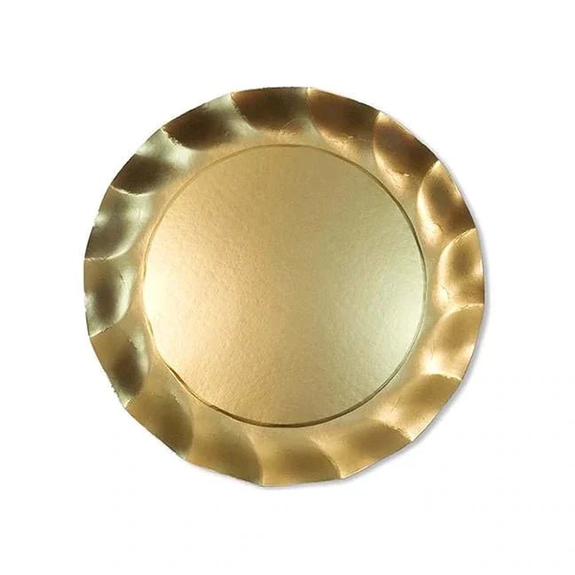 Satin Wavy Paper Dinner Plates | Gold