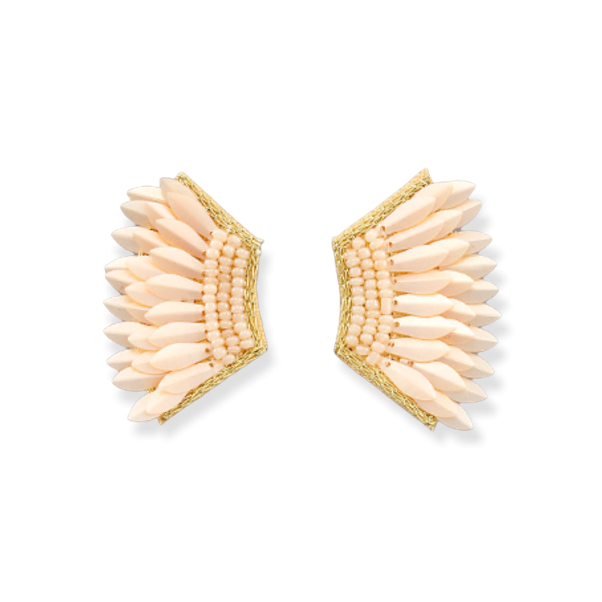 Seed Bead and Wing Earrings | Peach