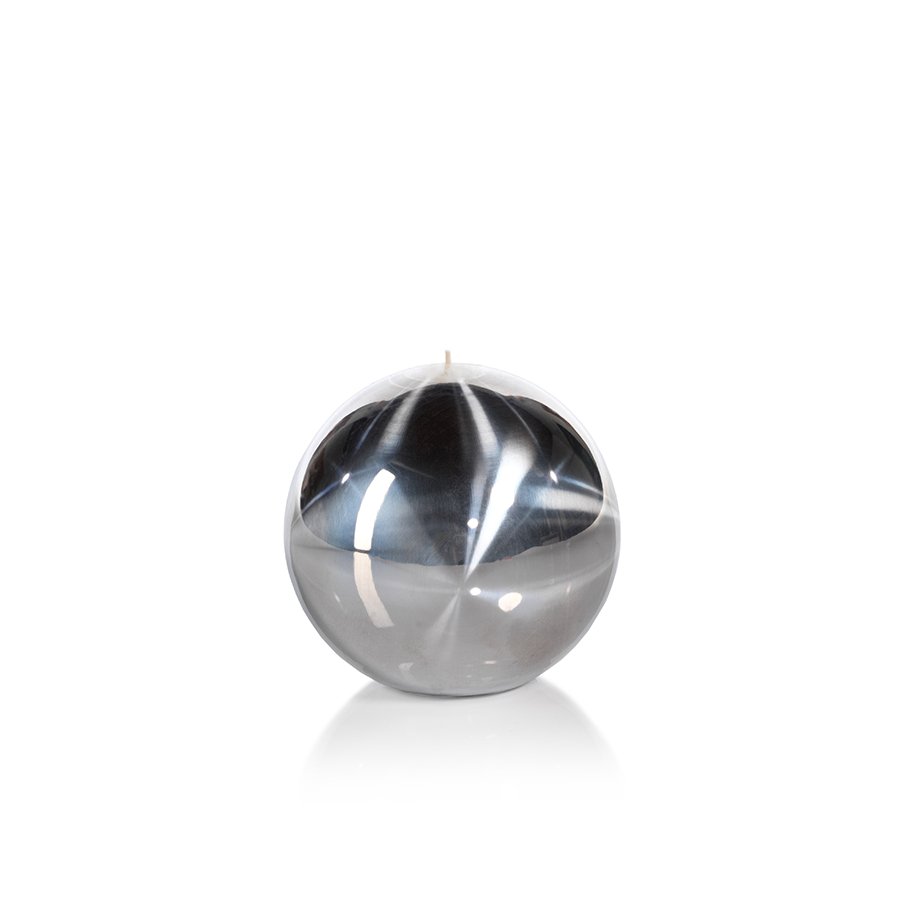 Shiny Metallic Ball Candle | Medium Silver