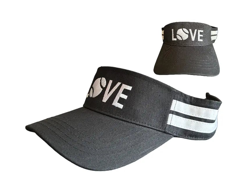 Tennis Visor | Black with White LOVE