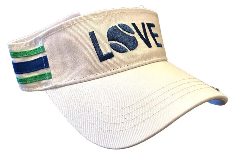 Tennis Visor | White with Navy LOVE