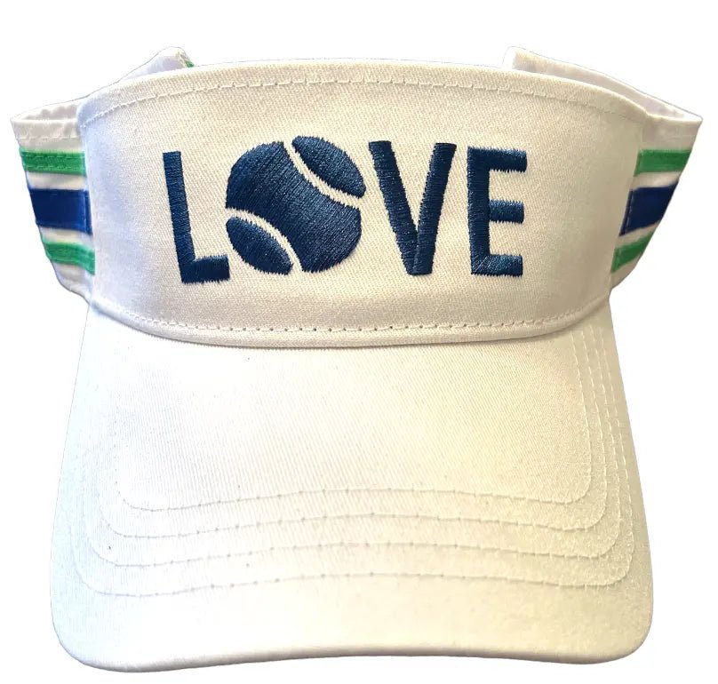 Tennis Visor | White with Navy LOVE