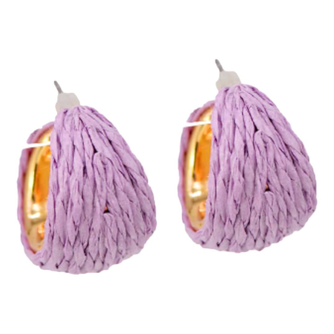 Wrapped Raffia Hoop Earrings | Lilac