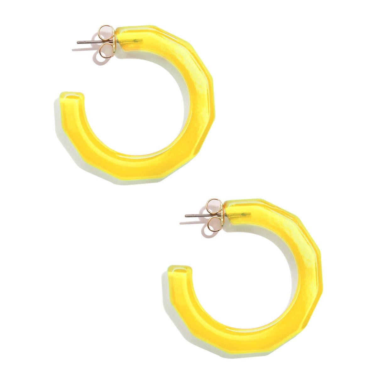 Yellow Large Robin Textured Hoop Earrings