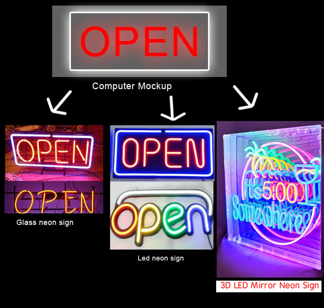 Glass Neon Sign VS LED Neon Sign VS 3D LED Mirror Neon Sign