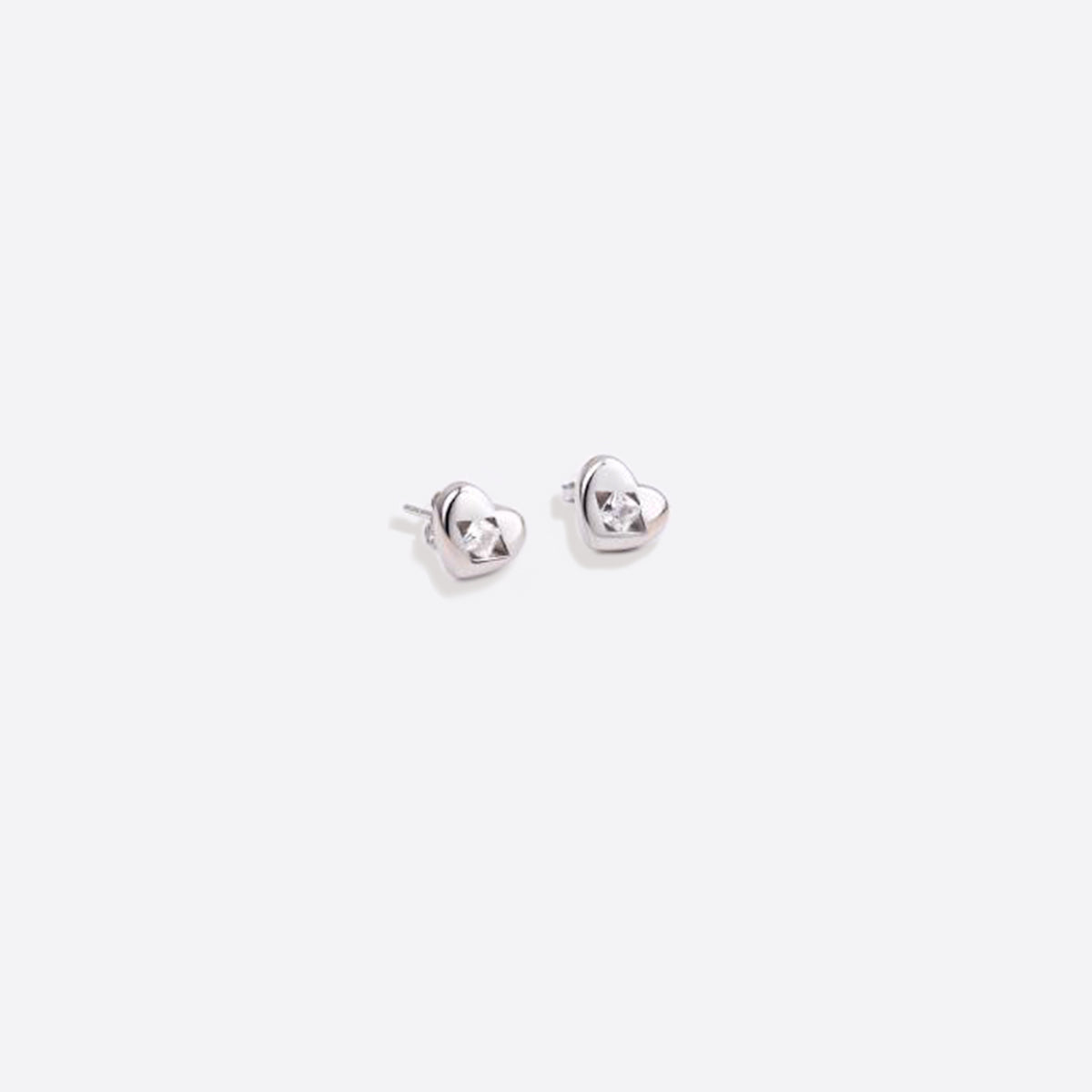 Diamond Heart Stud Earrings