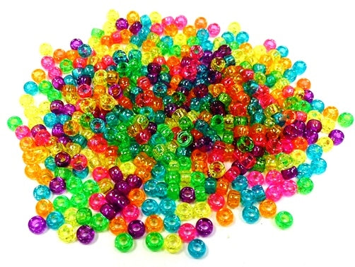 Mini Pony Beads 6.5 x 4mm Sparkle Multi 2300 Pieces 1651SV467