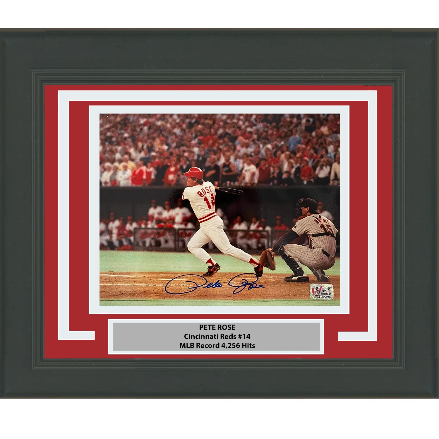 Framed Autographed/Signed Pete Rose Red 8x10 Photo Athlete Hologram COA Holo #2