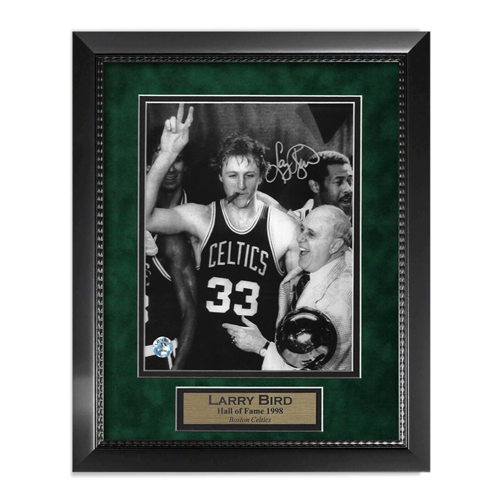 Larry Bird Signed Autographed 8x10 Photo Custom Framed to 11x14 Bird Holo COA