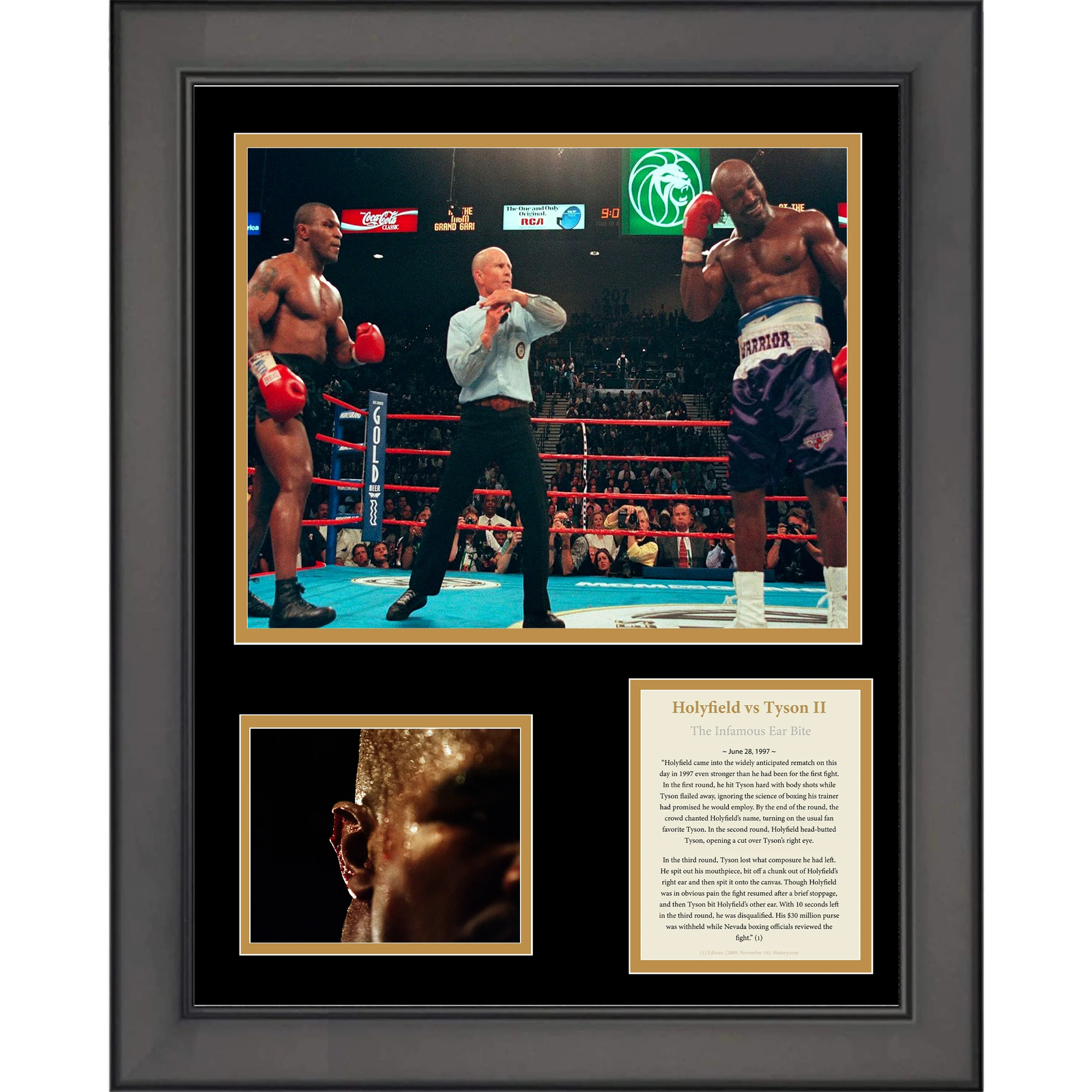Framed Evander Holyfield vs Mike Tyson 2 Infamous Ear Bite Boxing 12
