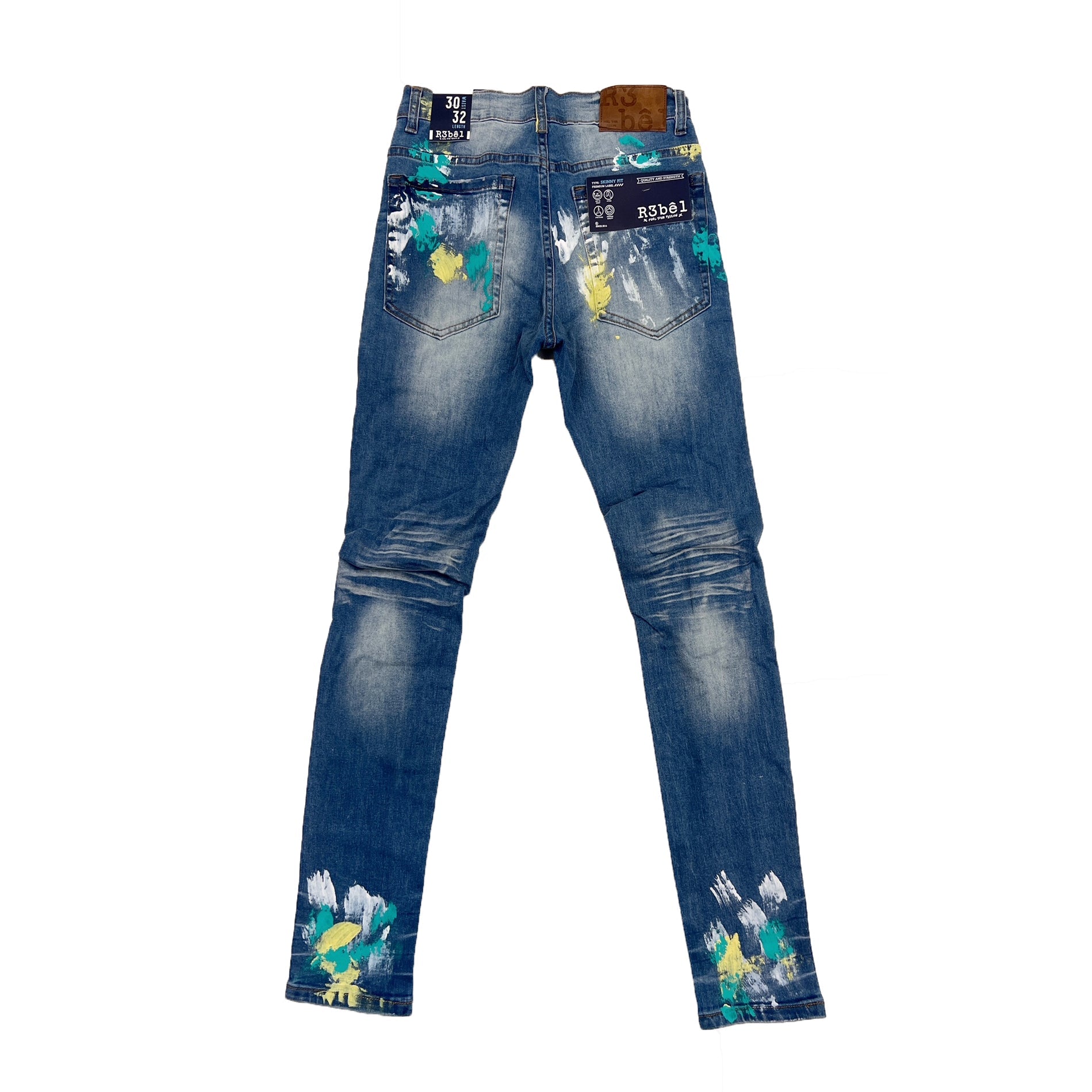 R3bel Painted Ripped Jean (Medium Indigo)