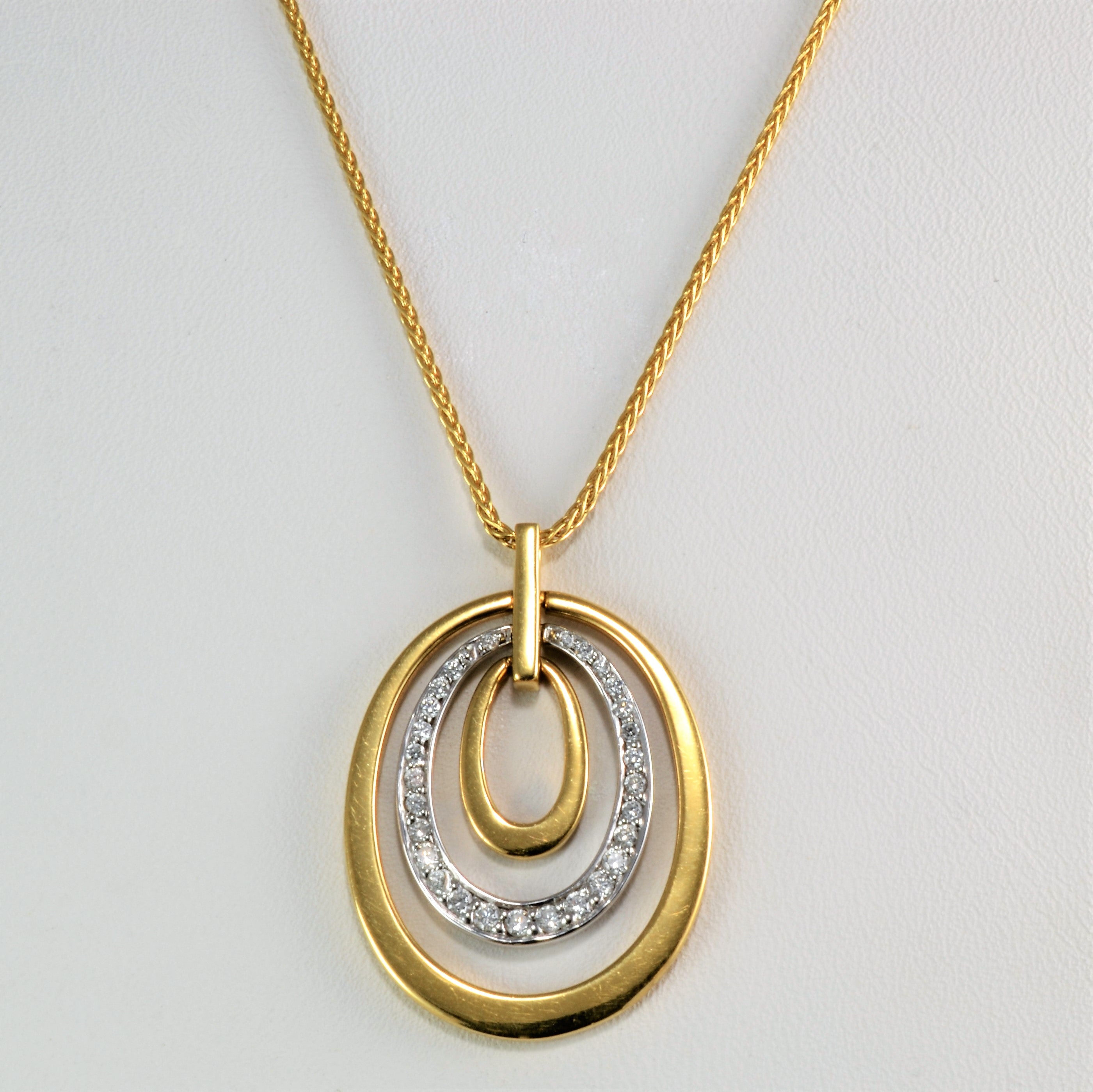 Fancy Triple Circle Diamond Pendant Necklace | 0.33 ctw, 17'|