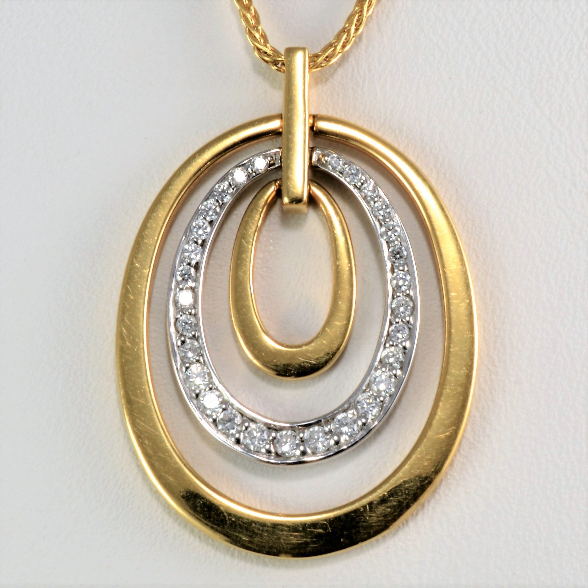 Fancy Triple Circle Diamond Pendant Necklace | 0.33 ctw, 17'|