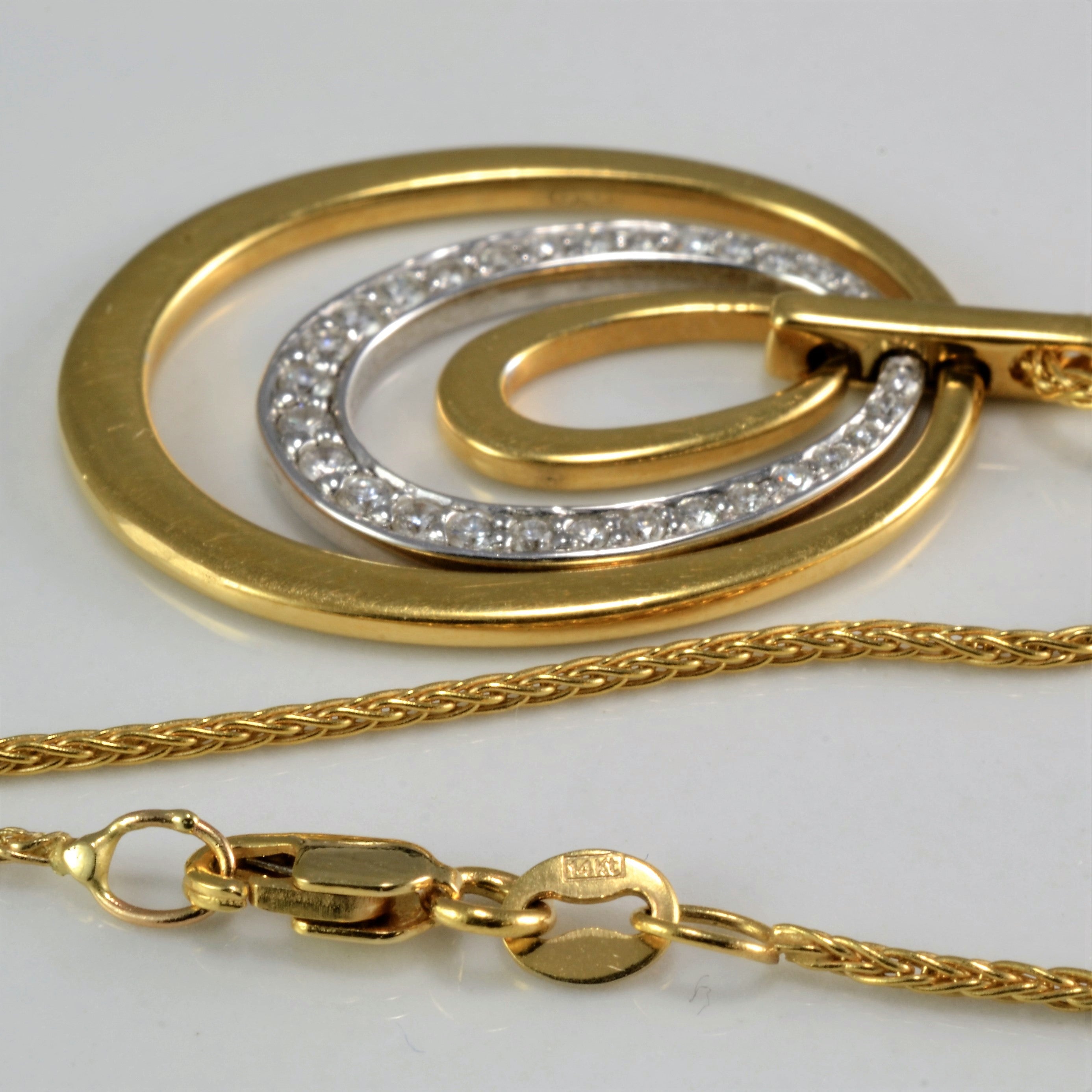 Fancy Triple Circle Diamond Pendant Necklace | 0.33 ctw, 17'|