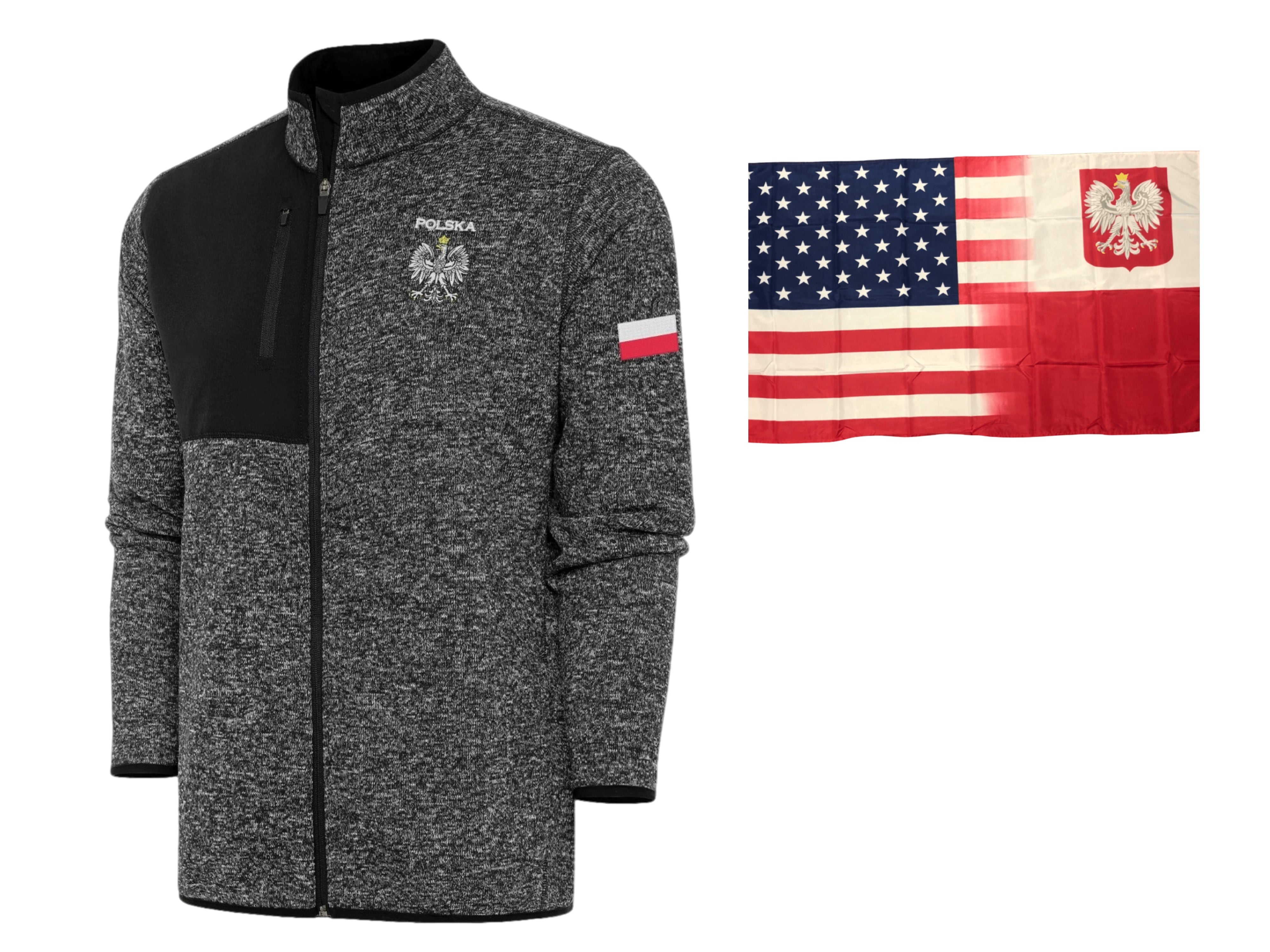 Polish Full - Zip Jacket + America - Polish Flag Bondle