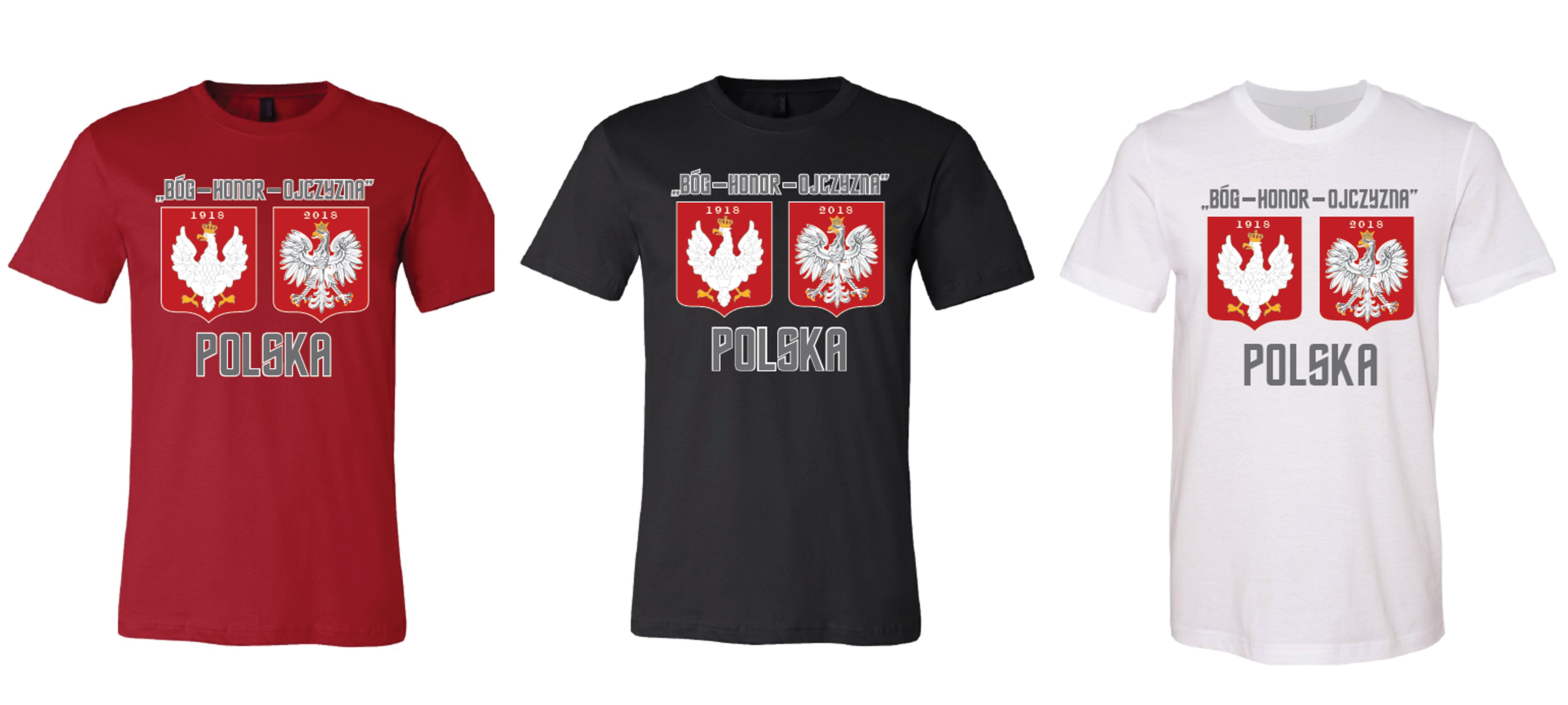 Polska Polish Crest Eagle T-shirt Bog Honor Ojczyzna 1918-2018 Short Sleeve Tee