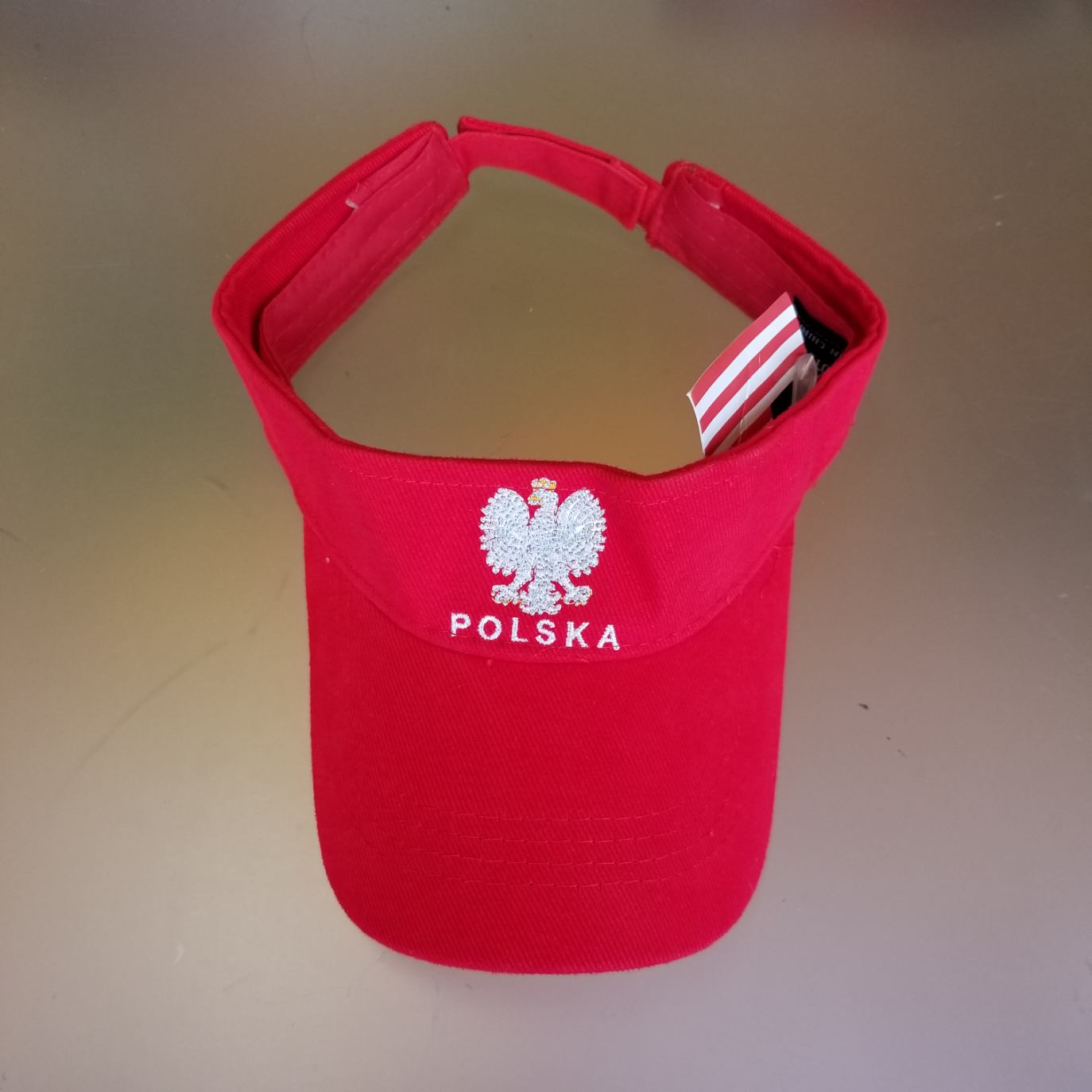 Poland Polska Adult Adjustable Visor w/Eagle - Red