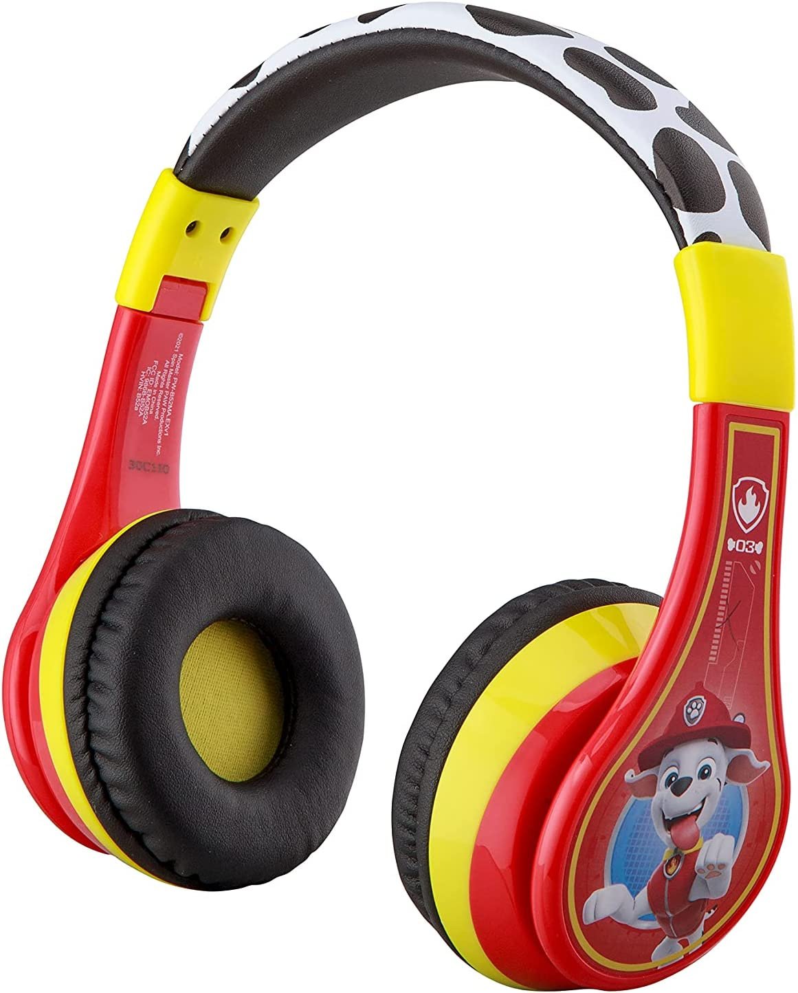 Paw Patrol Kids Bluetooth Headphones, Wireless Headphones with Microphone Includes Aux Cord, Volume Reduced Kids Foldable Headphones for School, Home, or Travel