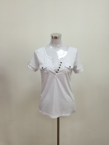 Cotton T-Shirt With Deep Neckline