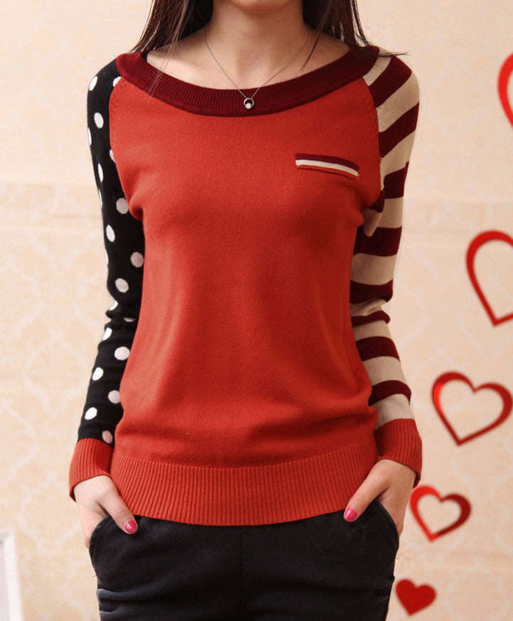 Female Knitted Casual O-Neck  Pullover