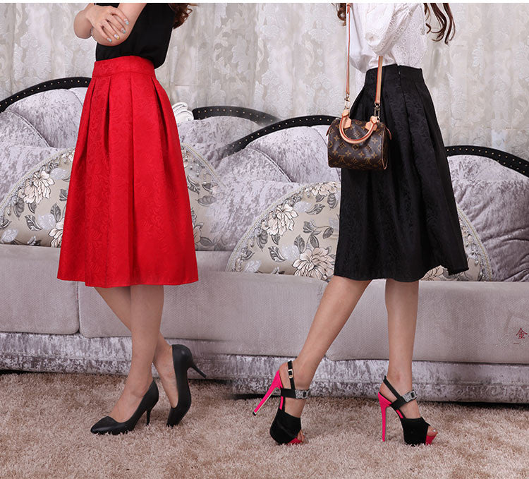 Summer Style Vintage High Waist Work Wear Midi Skirt