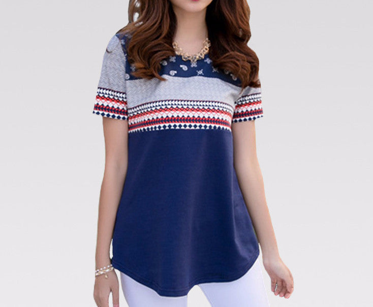 Fashionable Female Cotton O-Neck T-Shirt