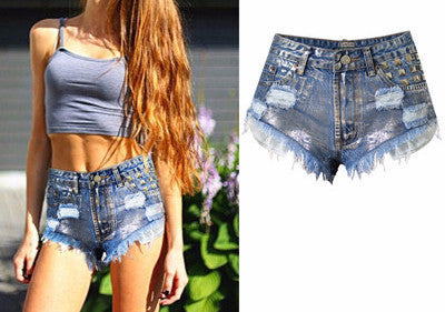 Female Low Waist Shorts With Stars Print