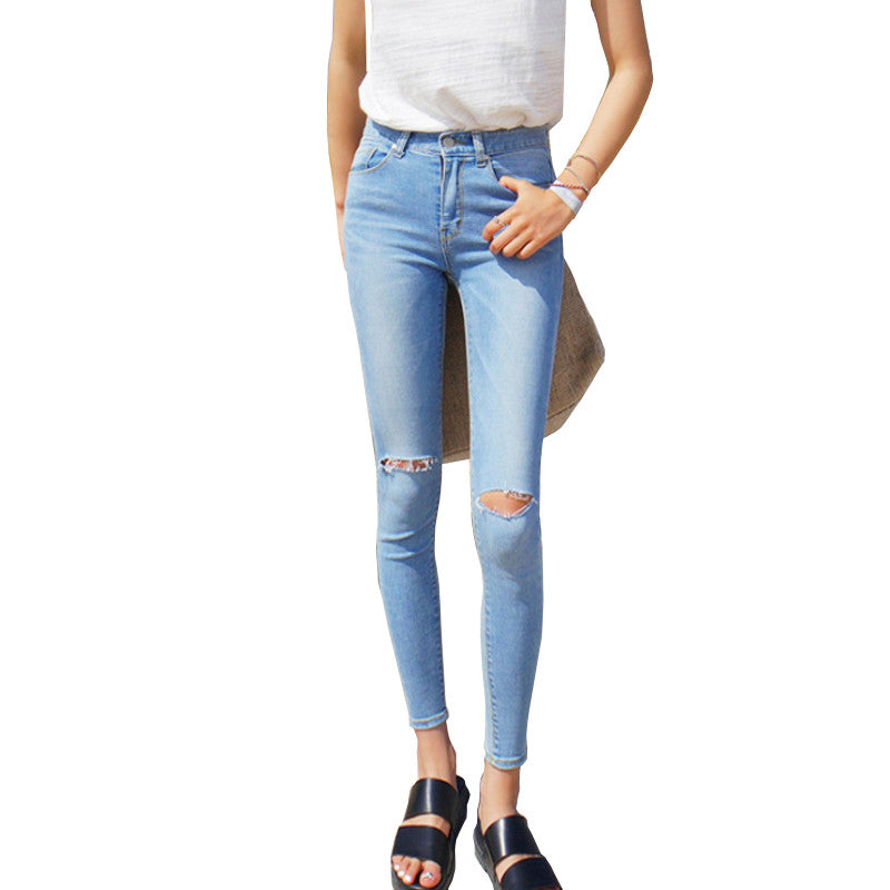 Spring Skinny Slim Ripped Jeans For Women
