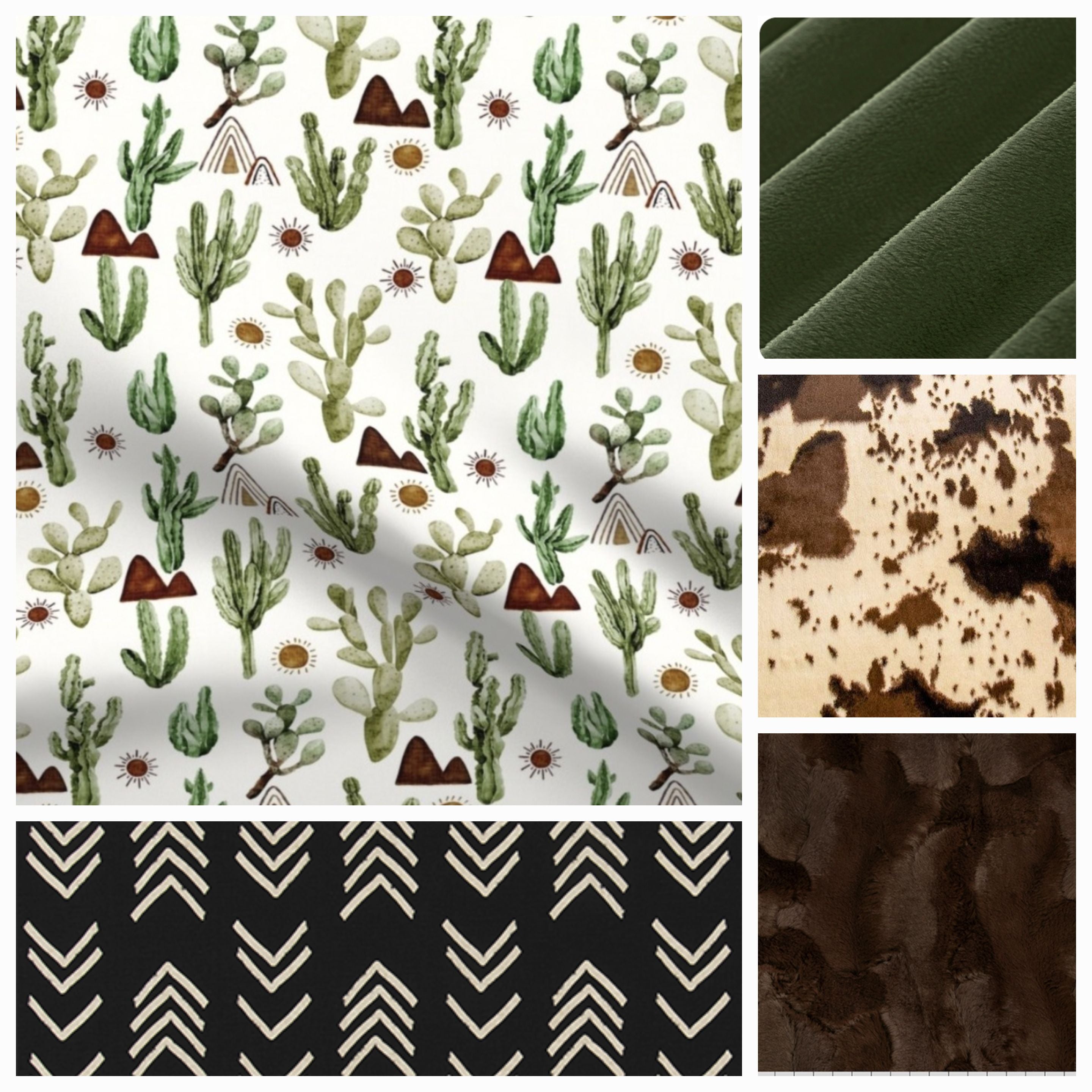 New Release Boy Crib Bedding- Cactus Mountains and Cow Minky Western Baby & Toddler  Bedding Collection