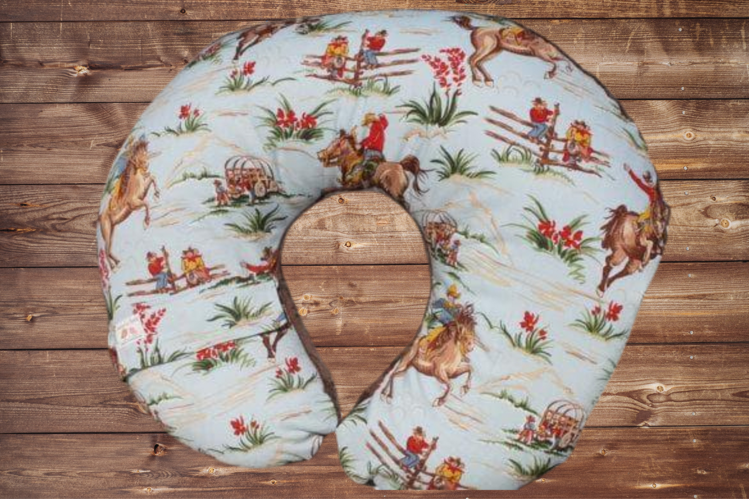 Nursing Pillow Cover - Barn Dandy Cowboy and Brown Minky Western Cover