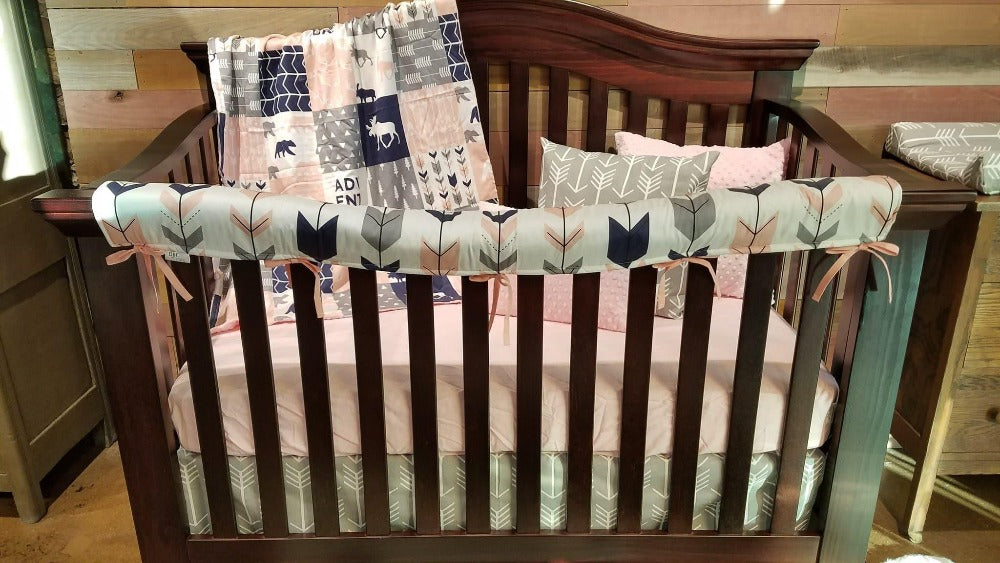 Custom Girl Crib Bedding - Adventure Moose Bear Woodland Crib Bedding & Nursery Collection