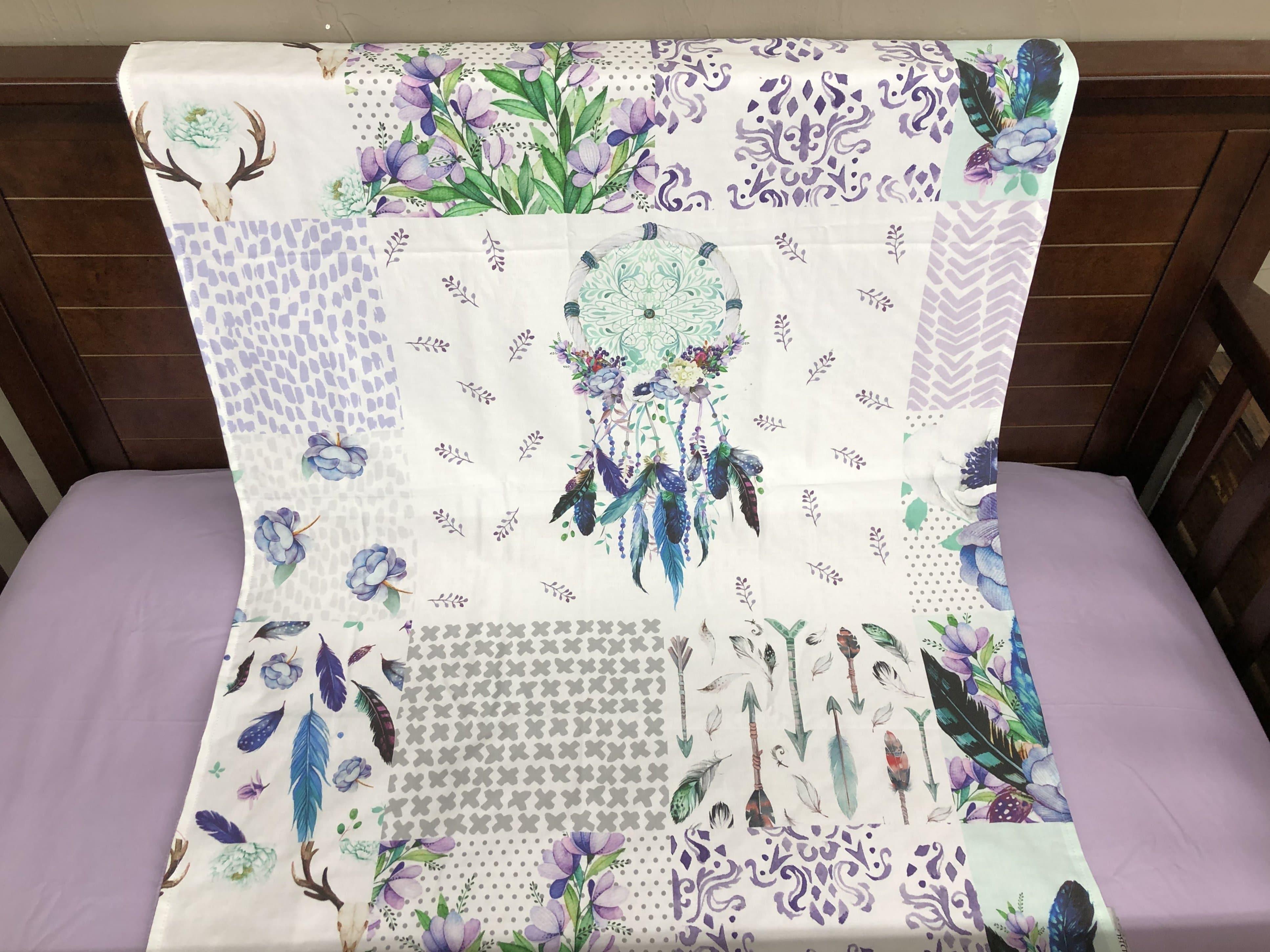 Custom Girl Crib Bedding - Lilac Boho Dreamcatcher Baby Bedding & Nursery Collection