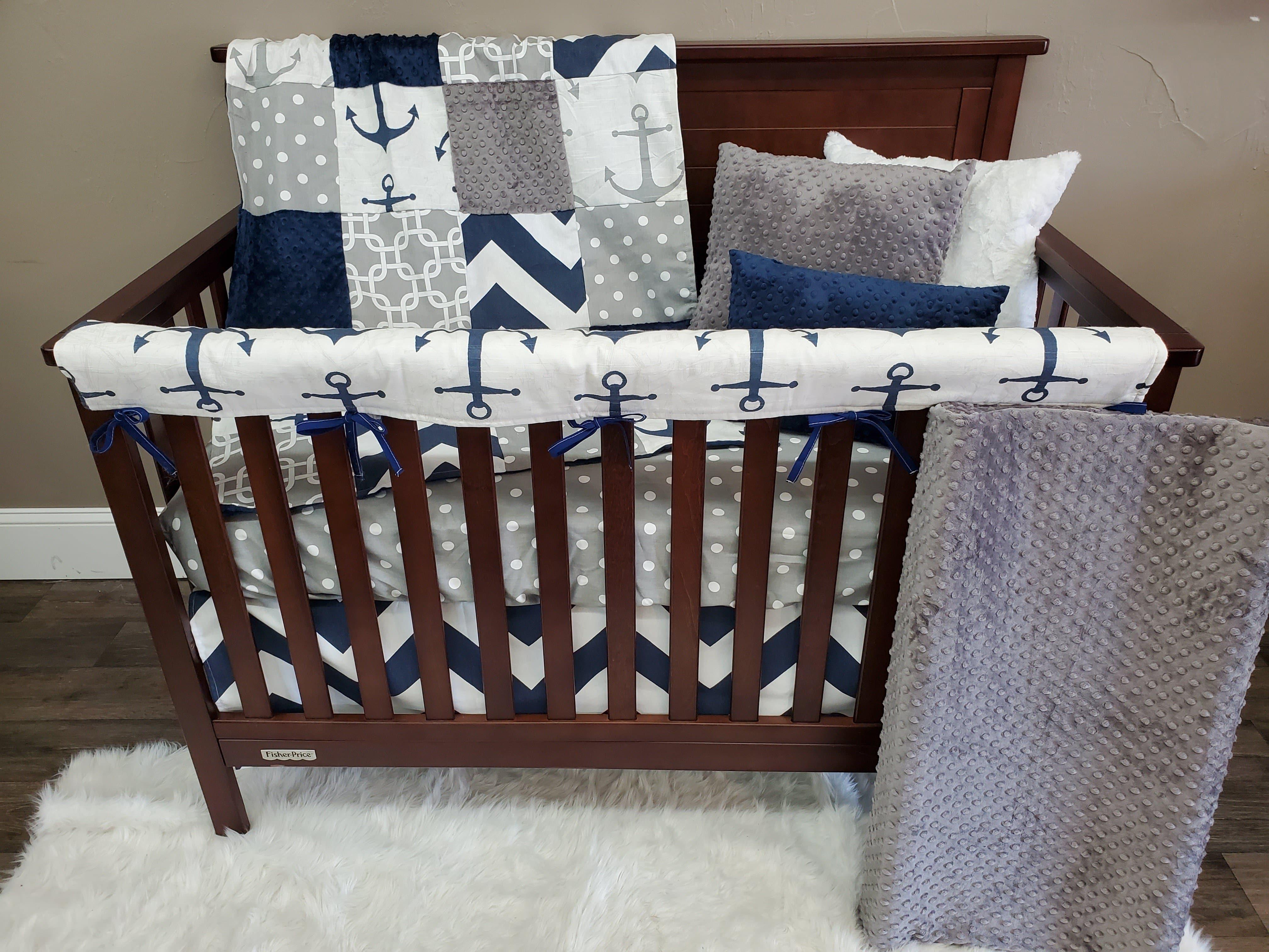 Boy Crib Bedding - Nautical Anchor Baby Bedding & Nursery Collection