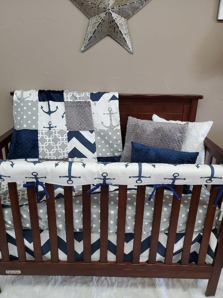 Boy Crib Bedding - Nautical Anchor Baby Bedding & Nursery Collection