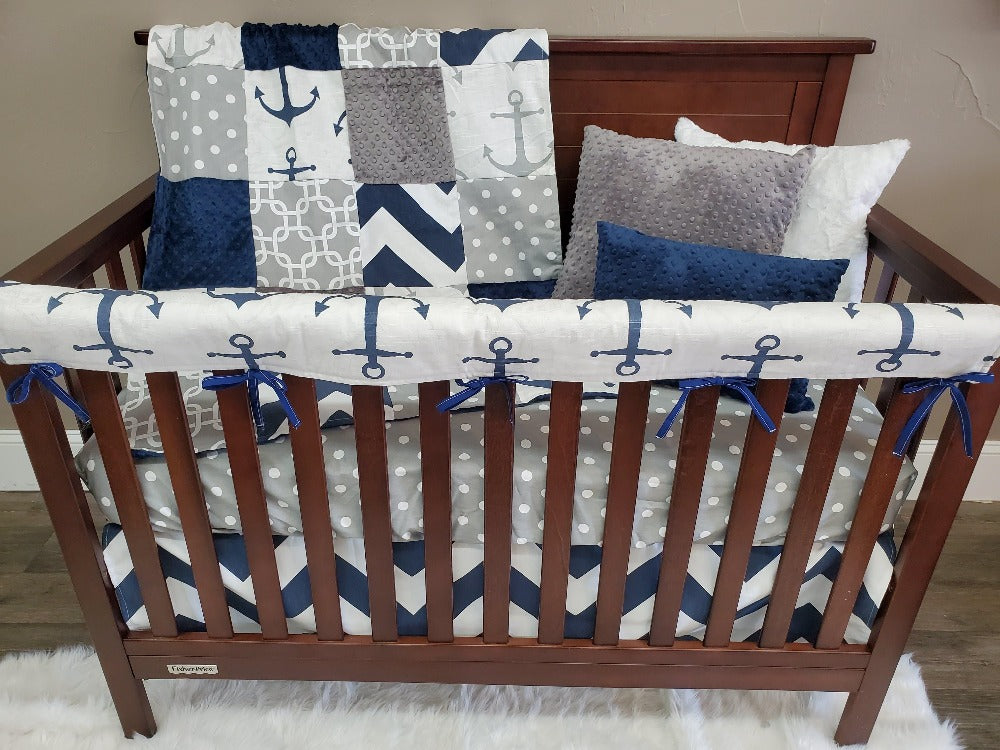 Boy Crib Bedding - Nautical Anchor Baby Bedding & Nursery Collection