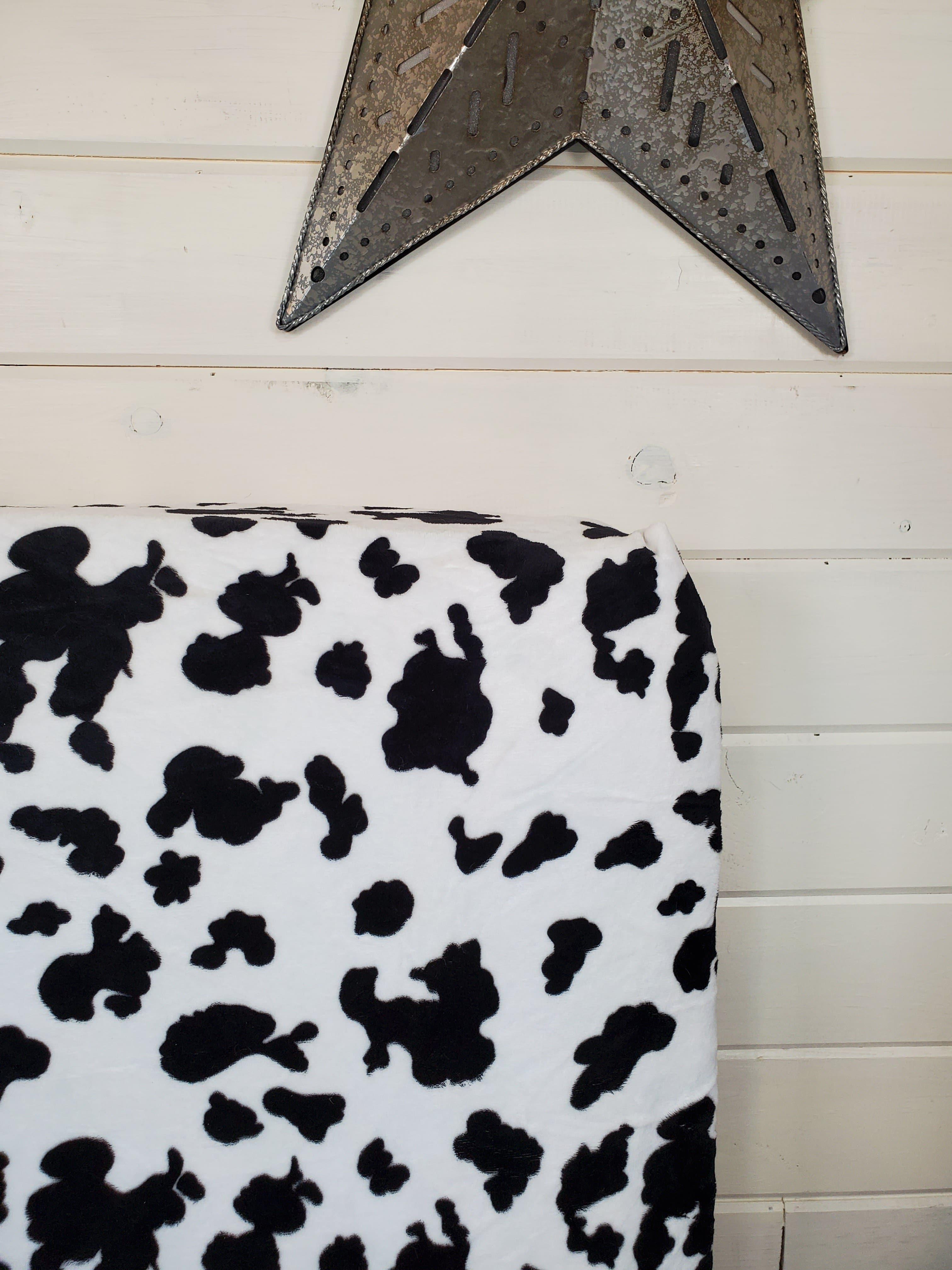 Fitted Sheet - Minky in Black White Cow : All Bed Sizes