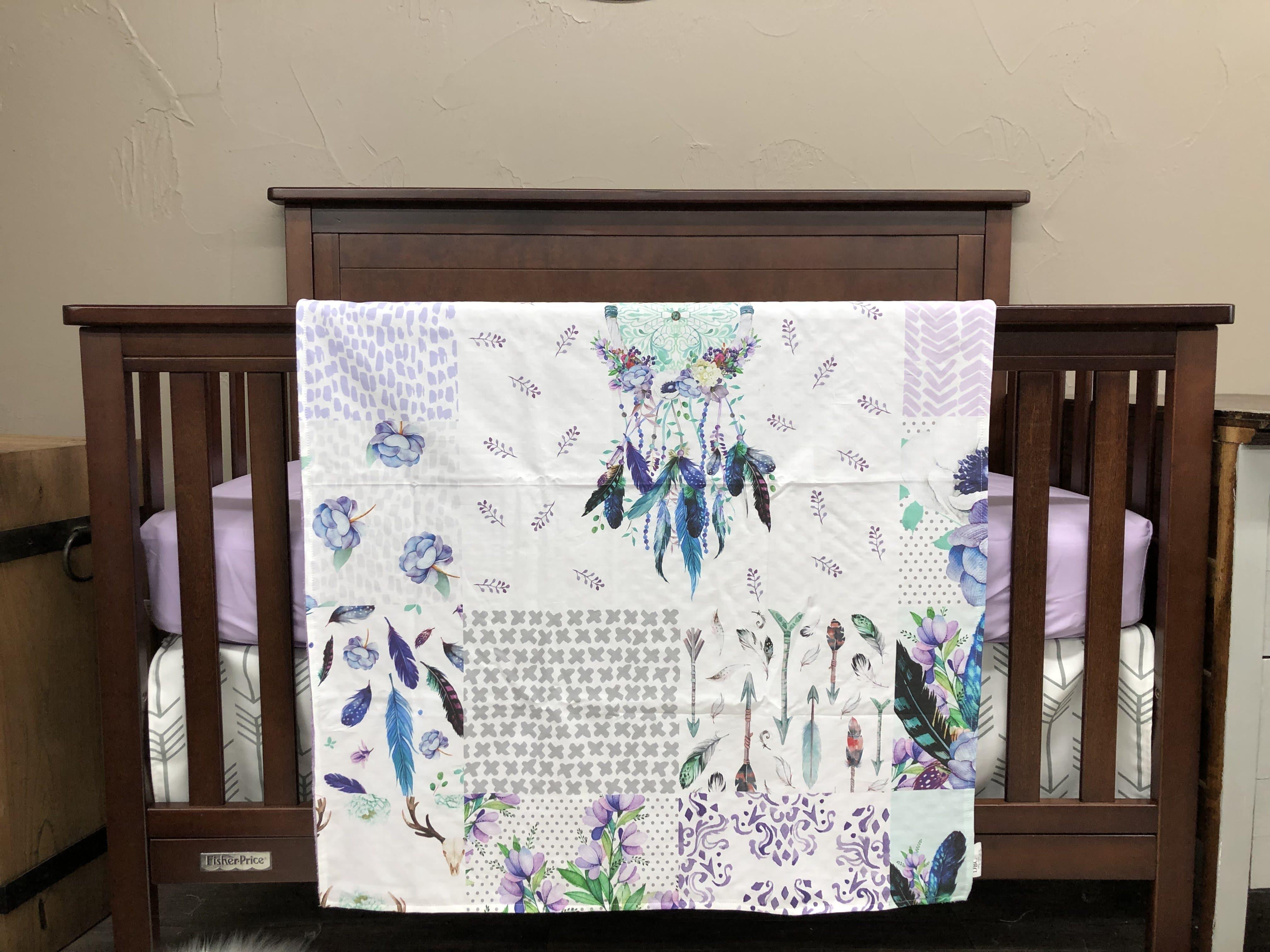 Custom Girl Crib Bedding - Lilac Boho Dreamcatcher Baby Bedding & Nursery Collection