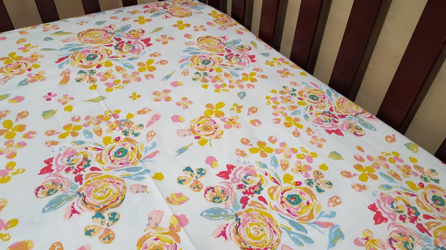 Fitted Sheet - Floral in Watercolor Roses : All Bed Sizes