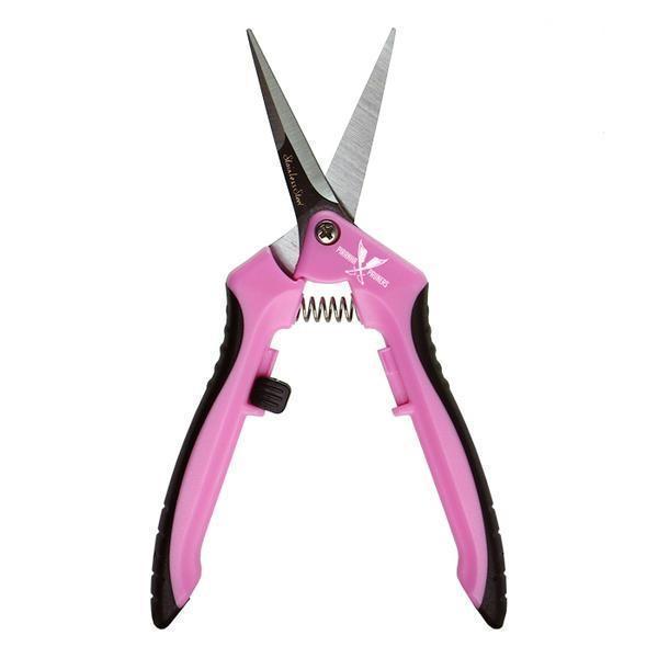 Piranha Pruner Trimming Scissors Pink Handle & Curved Stainless Steel Blade