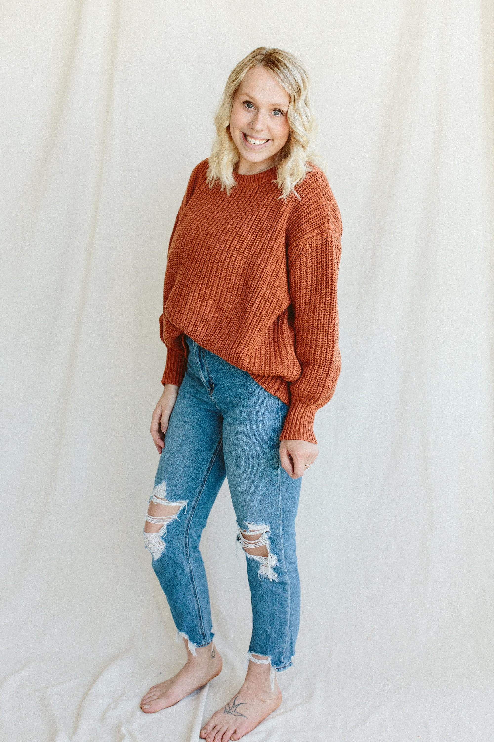 WOMENS CHUNKY KNIT SWEATER | CLAY