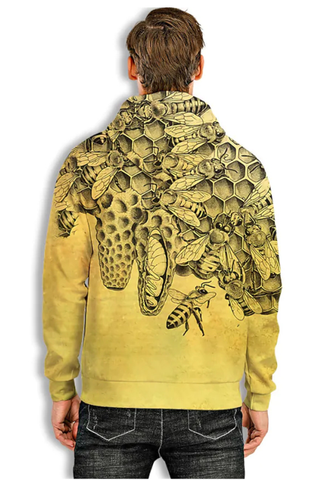 Men's Pullover Hoodie Sweatshirt Color Yellow Hooded Daily Sports 3D Bee Prints Sportswear Casual Hoodies Sweatshirts Long Sleeve Hoodie