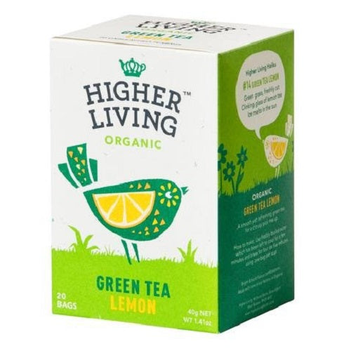 Higher Living Organic Tea - Green Tea Lemon 40g (20 Teabags)